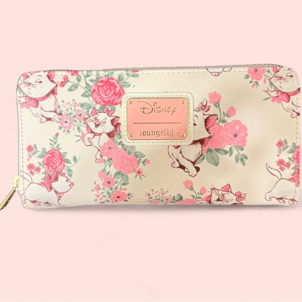 Disney Loungefly Floral Cat Key & Card Holder - Pink and Cream